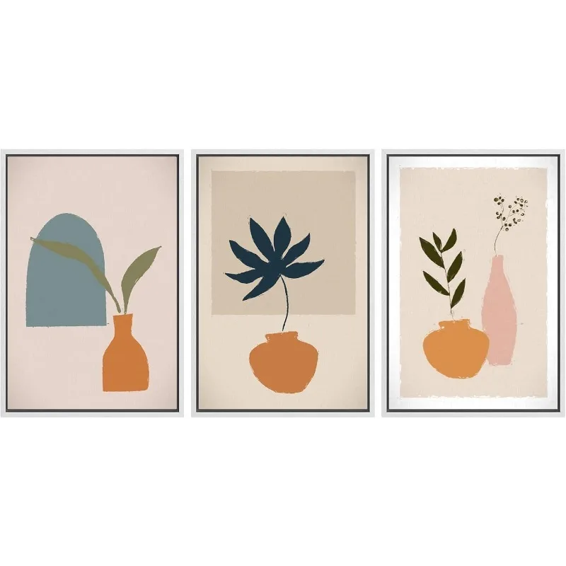 3 Piece Framed Canvas Wall Art Illustration Canvas Prints Home Artwork Decoration for Living Room,Bedroom - 24