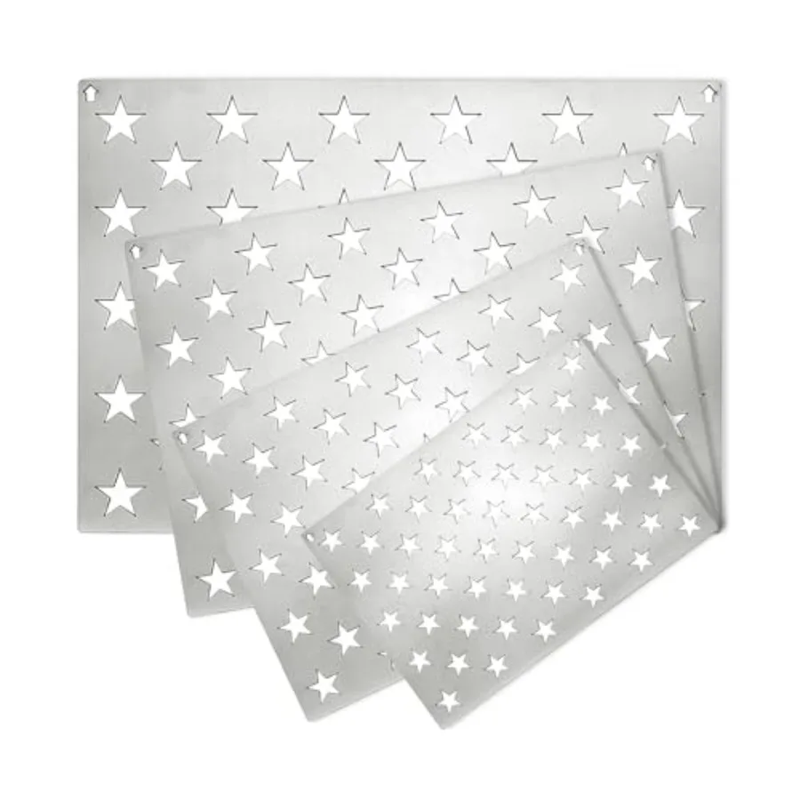 

4 Pcs Stencil Steel 50 Star American Flag Stencil Template Reusable Stainless Steel Flag Template Wood Wall Art Crafts for Labo