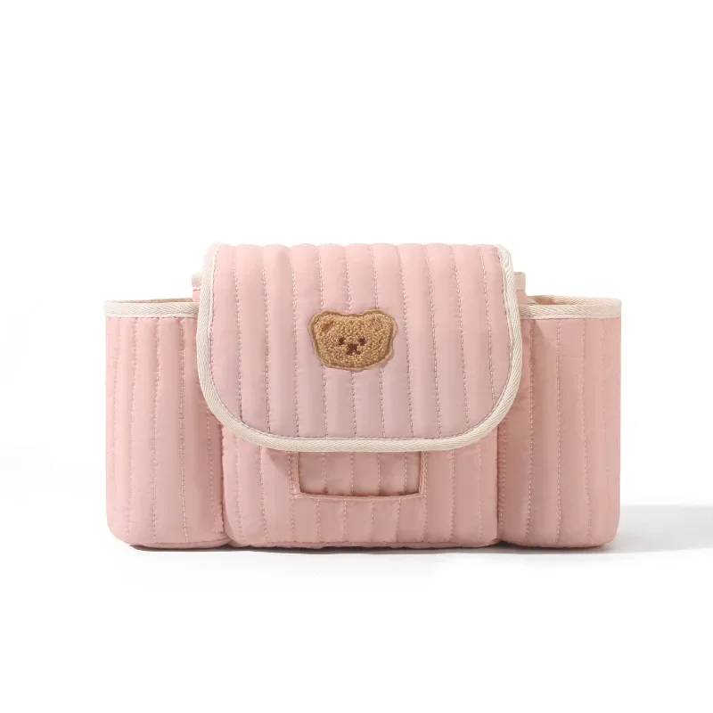 Baby Stroller Accessories Bag Slanted Hanging Bag Cartoon Mommy Bear Cosmetics Bag Kids Car Storage Basket Baby Walking Artifact