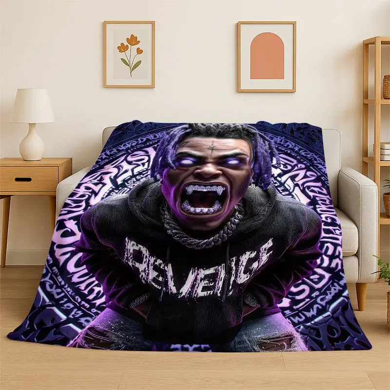 Art Rapper HIP HOP Star Cartoon Flannel Blanket,Ultra Soft Plush Throw for Home Bedroom Bed Sofa Cover Office Camping Picnic