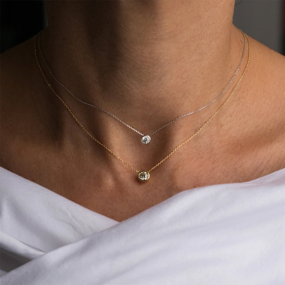 Stainless Steel Charm Rhinestone Necklace Pendant Fashion 12 Colors Birthstone For Jewelry Making Women DIY Accessories