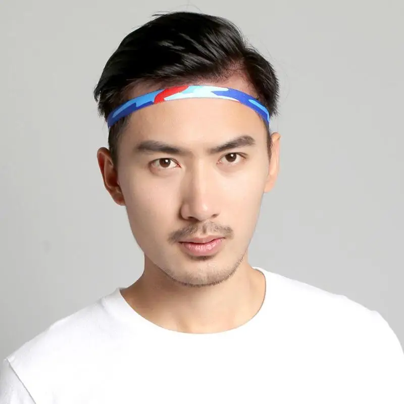 Unisex Sports Hairband Non-Slip Silicone Strip Sweat Guide Elastic Headbands Yoga Fitness Headband Sweat Absorbing Elastic Band