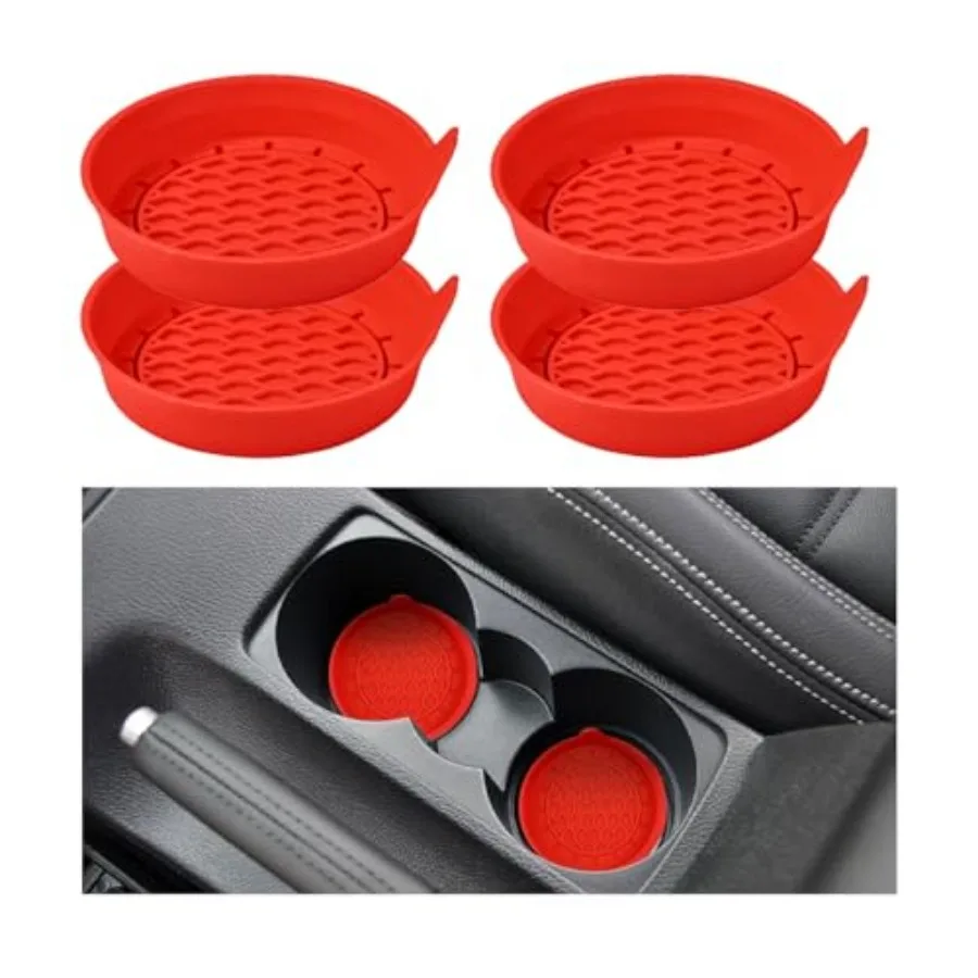 

4PCS Car Cup Holder Coaster, Silicone Anti-Slip Shockproof Insert Drink Cup Mat Ornament, Dustproof Auto Interior Water Bottle
