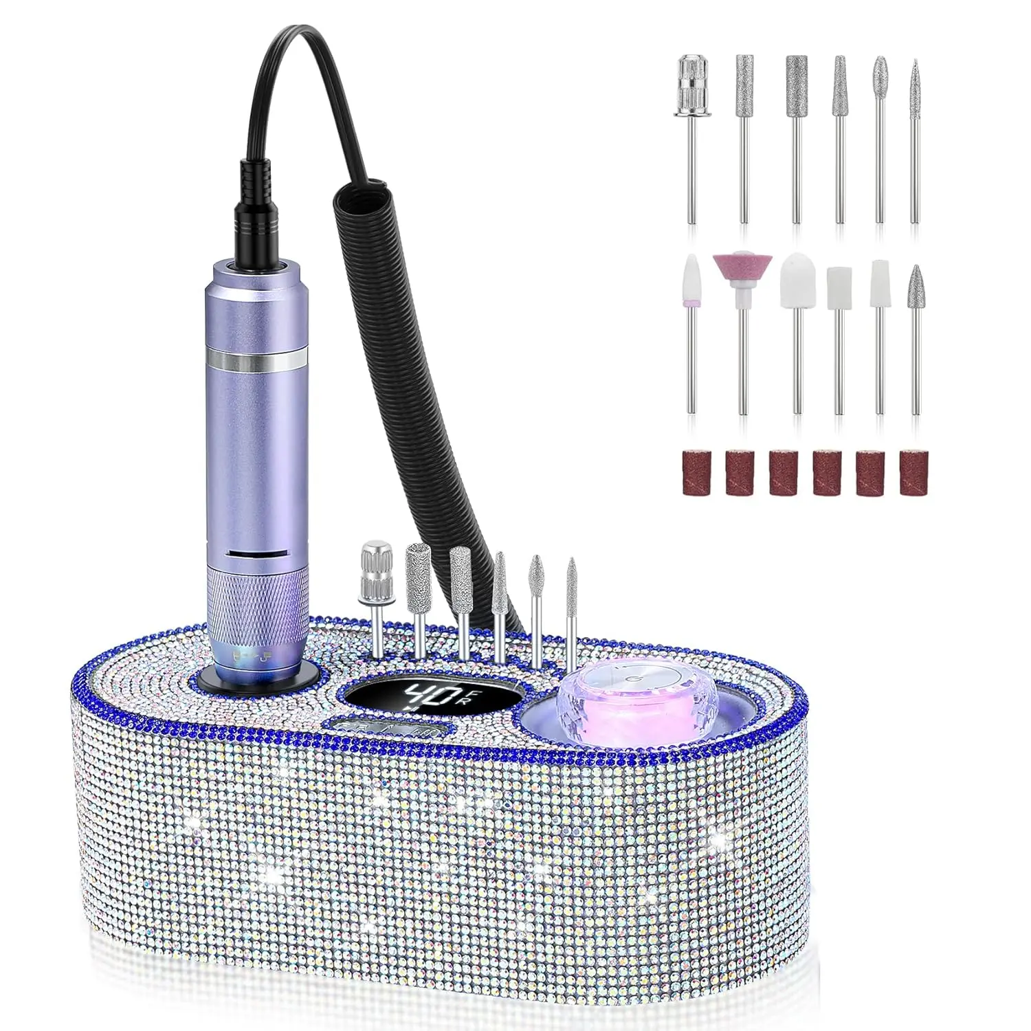 

Professional Nail Drill Kit, 40000RPM Electric File with 12 Bits for Acrylic Gel Polish Removal at Home Salon