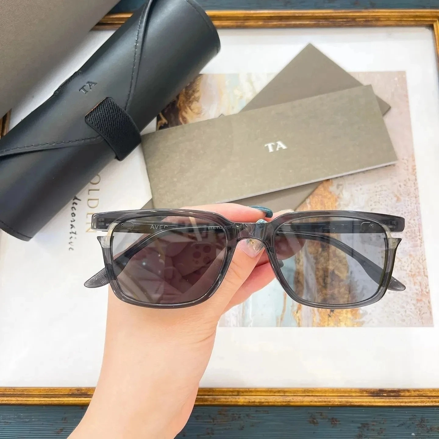 

Original Factory For DIYTA DT AVEC DTX-112 With Brand Box Popular Gray Square Acetate Frame Classic Vintage Men Women Sunglasses