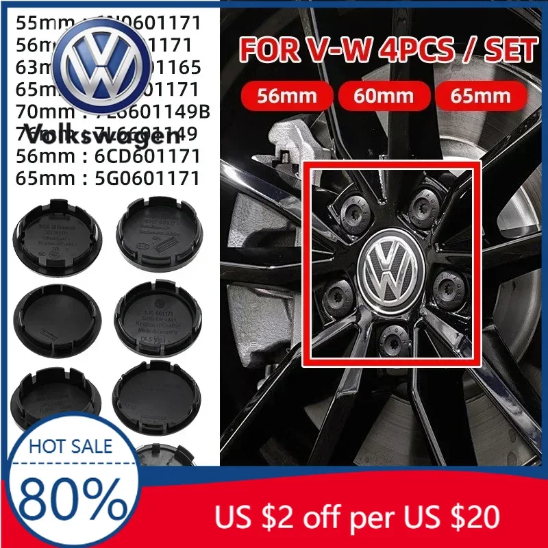 

Комплект из 4 колпаков для центра диска колеса 56 мм, 63 мм, 65 мм, 70 мм для Volkswagen VW Golf, Polo, Passat, Touran, CC, B5, B6, B7