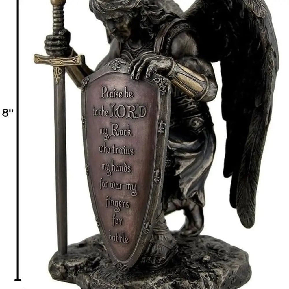 تمثال ملاك محارب الركوع البني مقاس 6 × 8 × 4.5 - مدح الرب، ماي روك #4