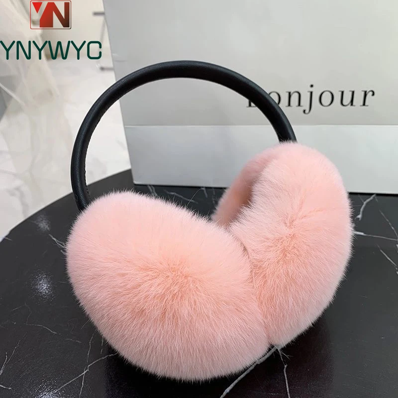 Rex Rabbit Fur Hang Ear Cover Warm Winter Earmuffs Headwear Ear Muffs Fur Earmuffs Cold Ear Warmer Fold Ear Protection Headband