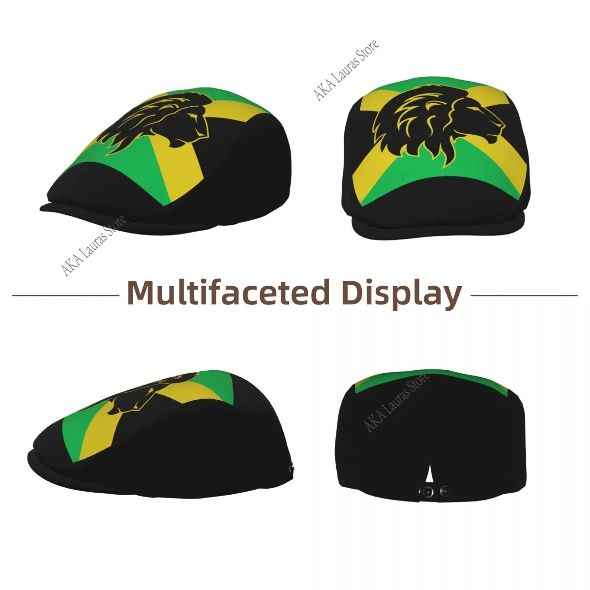 Newsboy Cap Peaky Octagonal Hat Vintage Casual Cap Jamaica Flag Lion Head Berets Visor Gatsby Flat Ivy Hat