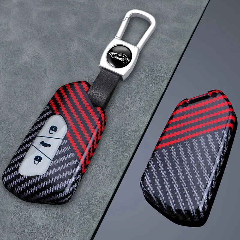 For Volkswagen Golf 8 Langyi Sagitar Jetta Weiling Bora Tiguan Skoda Octavia Carbon Fiber Car Key Case Cover Shell With Keychain