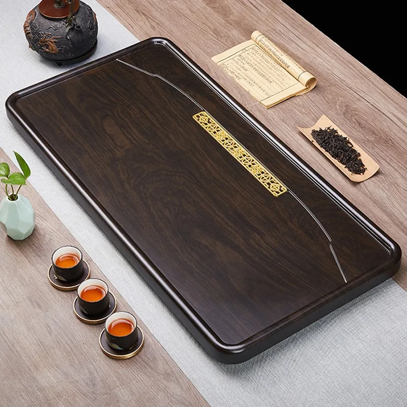 STLF Black sandalwood tea tray Solid wood home office size Drainage living room Imitation log t‘ea tray Te’a table Te‘a sea
