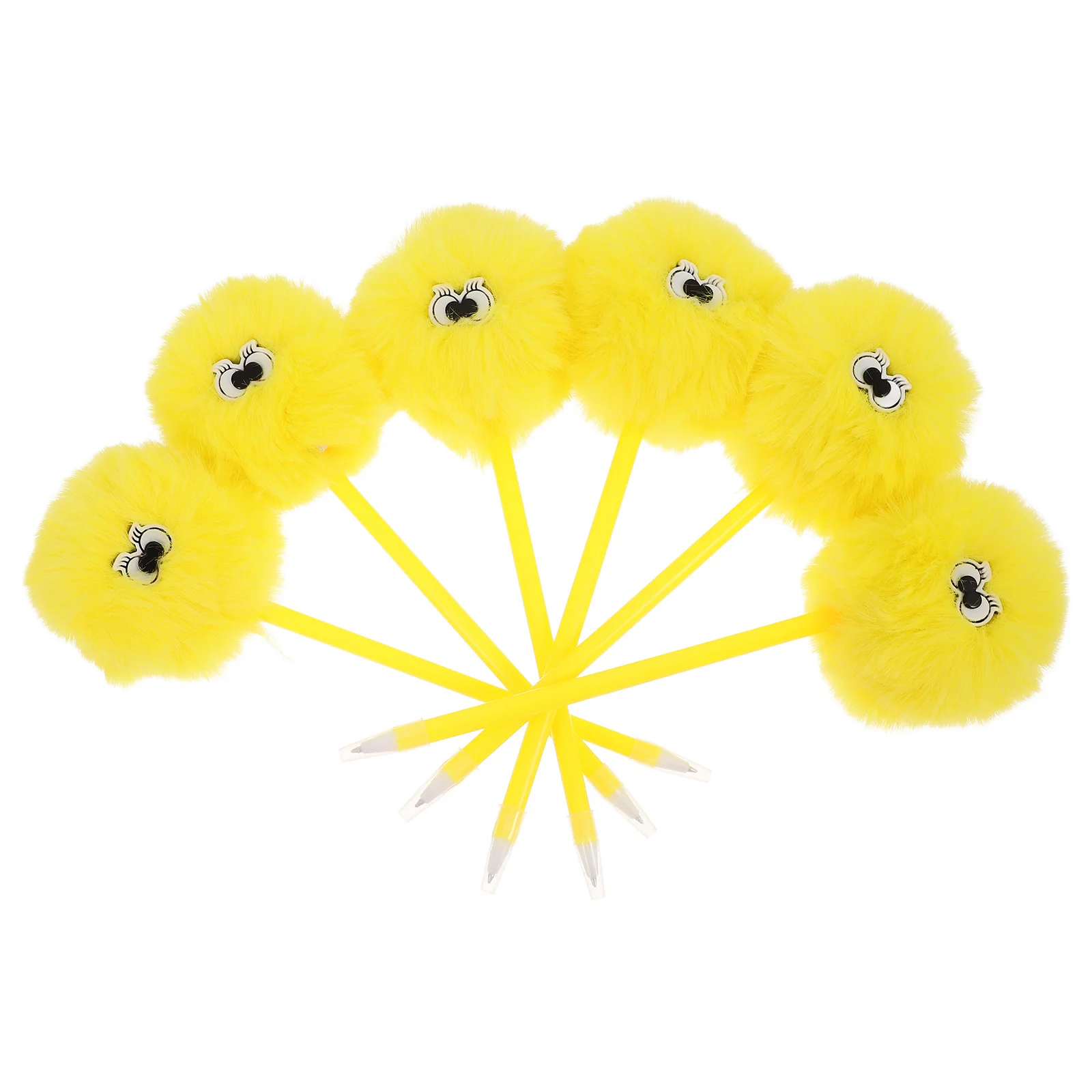 

6Pcs Kawaii Pompom Topper Pen Charming Delightful Novelty Ball-Point Pen for Daily Notes Sketches Wonderful Gift