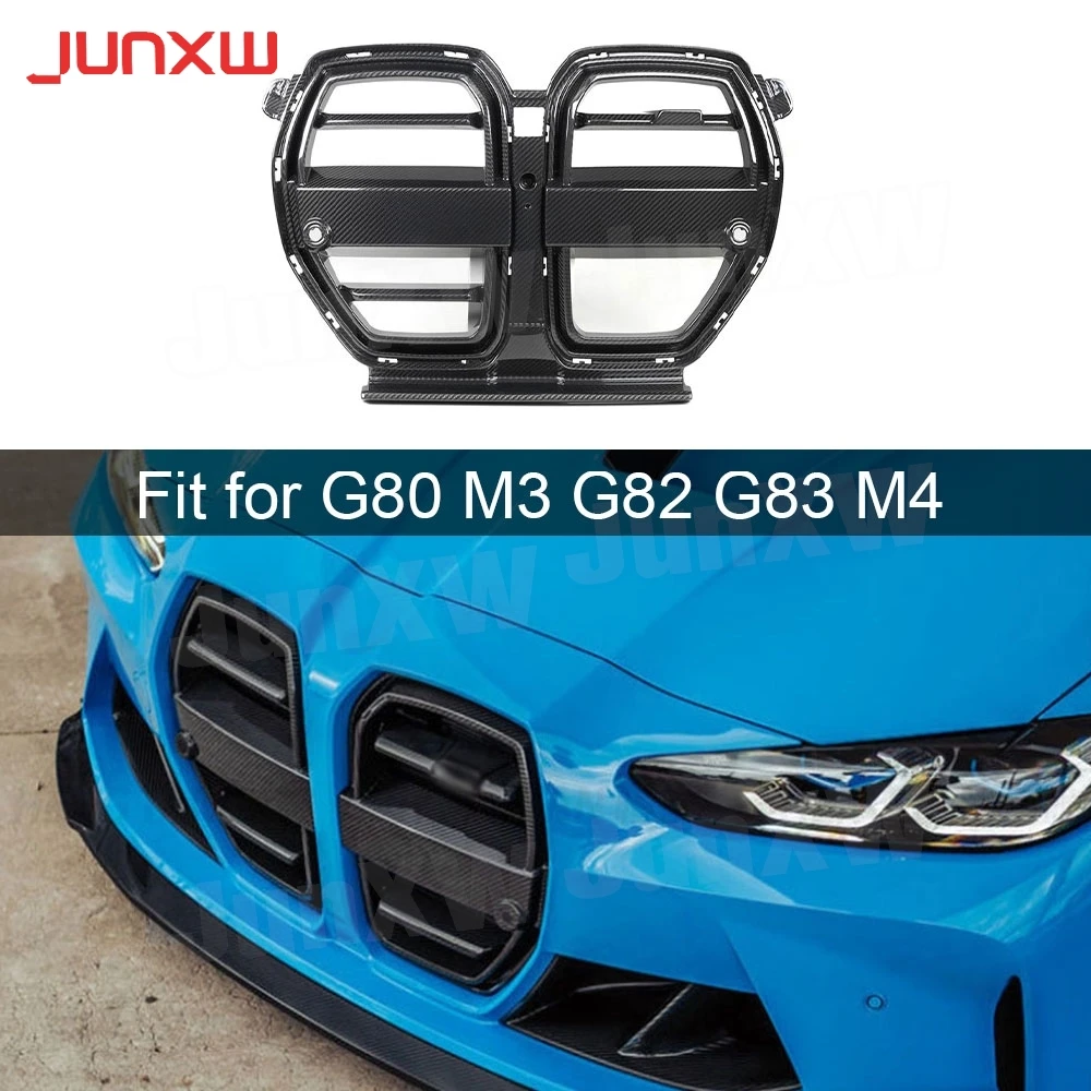 Dry Carbon Fiber Front Bumper Grill Mesh Grille Frame Cover for BMW 3 4 serise G80 M3 G82 G83 M4 2021+ Front Grill With ACC