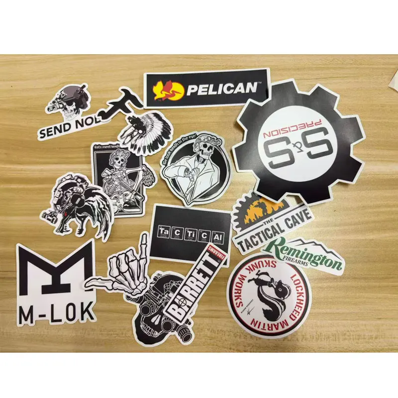 15Pcs Tactical Military Stickers Set Skull Gun Gear Logo Waterproof Vinyl Decals for Car Motorcycle Helmet Laptop Outdoor Gear