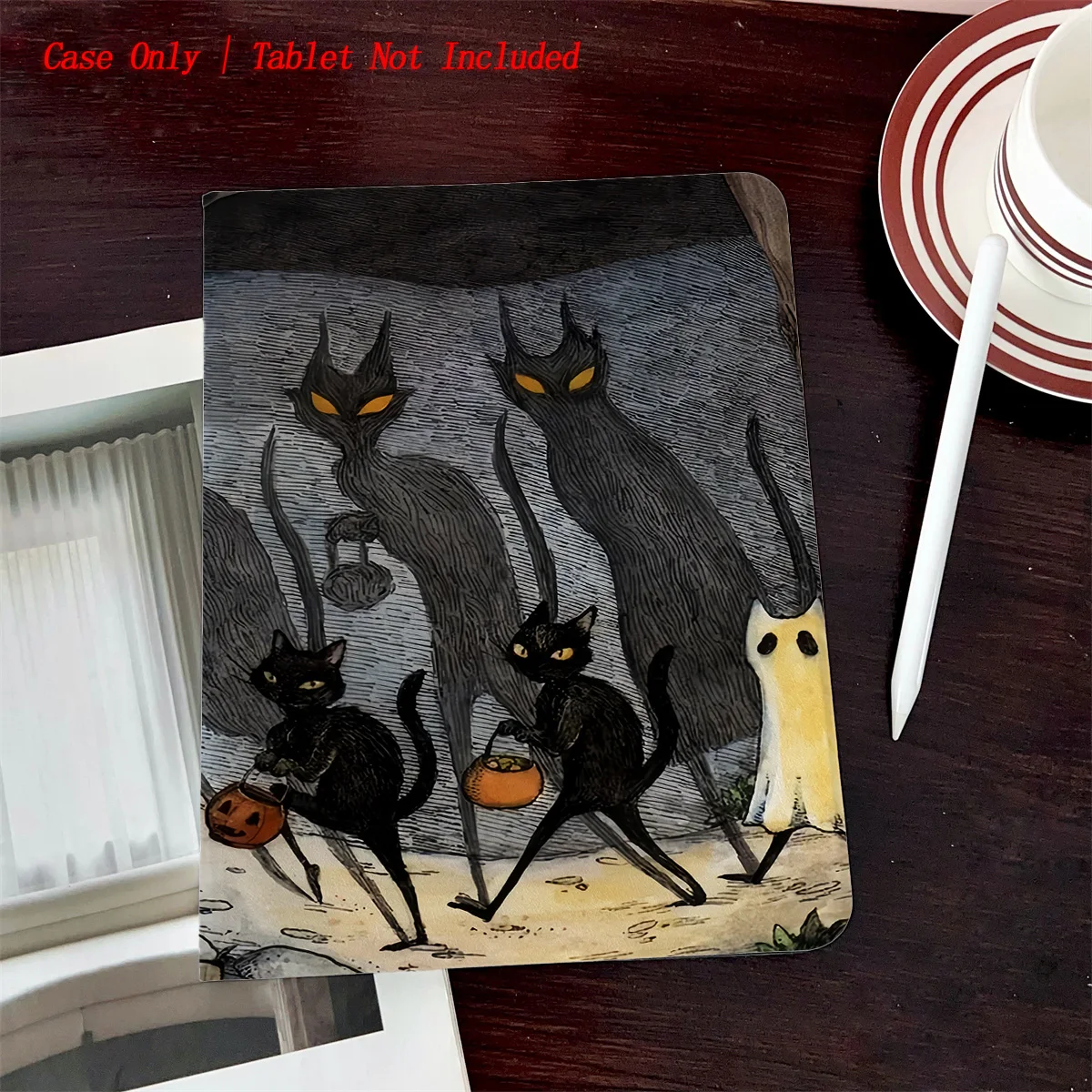 

Funny Cat Printed iPad Case with Pen Slot - Simple Fresh Style Book Design for Pro/Air 5 4/iPad 10/Mini 5