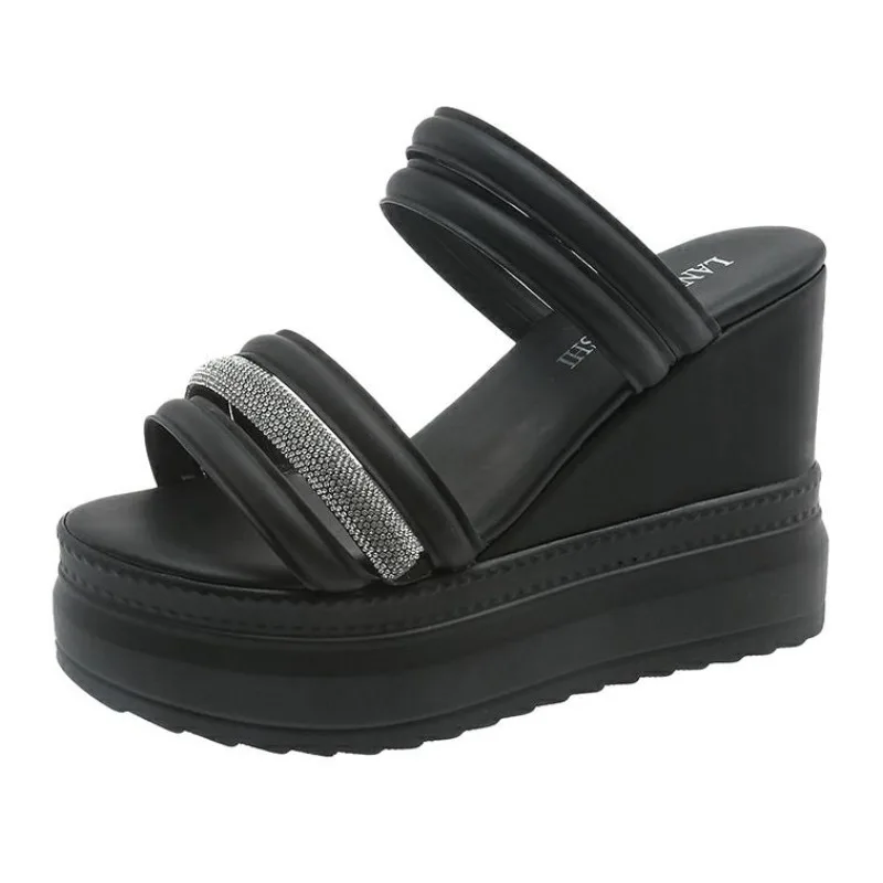

11.5CM Summer Peep Toe Wedges Sandals For Women Fashion Bling Platform High Heels Casual Gladiator Shoes Female Slipper Sandals