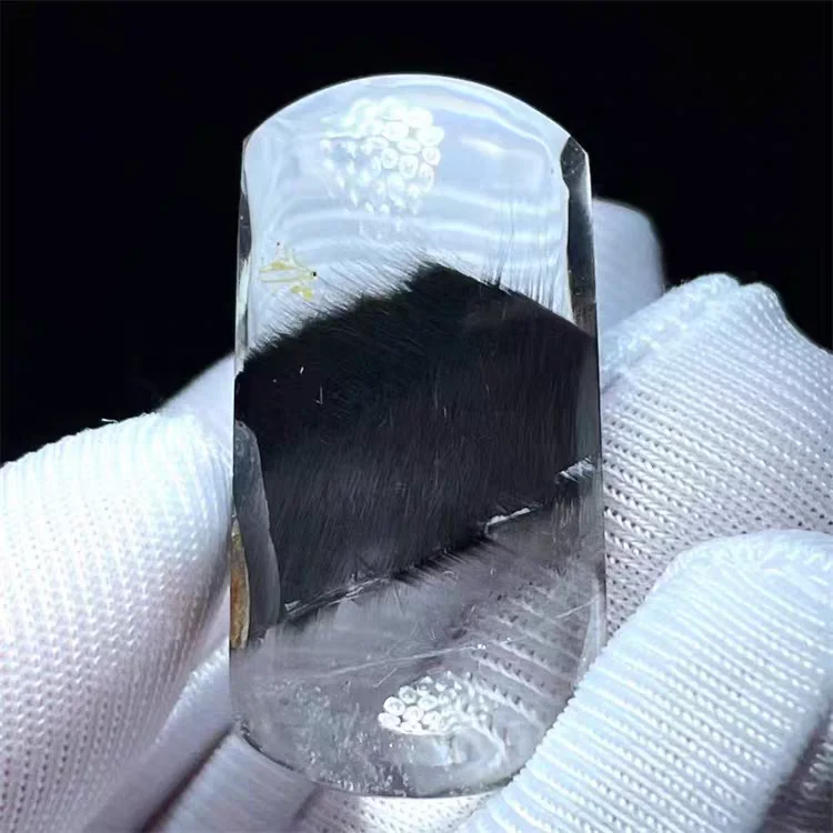 Natural Brookite Platinum Black Rutilated Quartz Pendant 30x16x10mm Rectangle Women Men Bead Jewelry Fashion AAAAAA