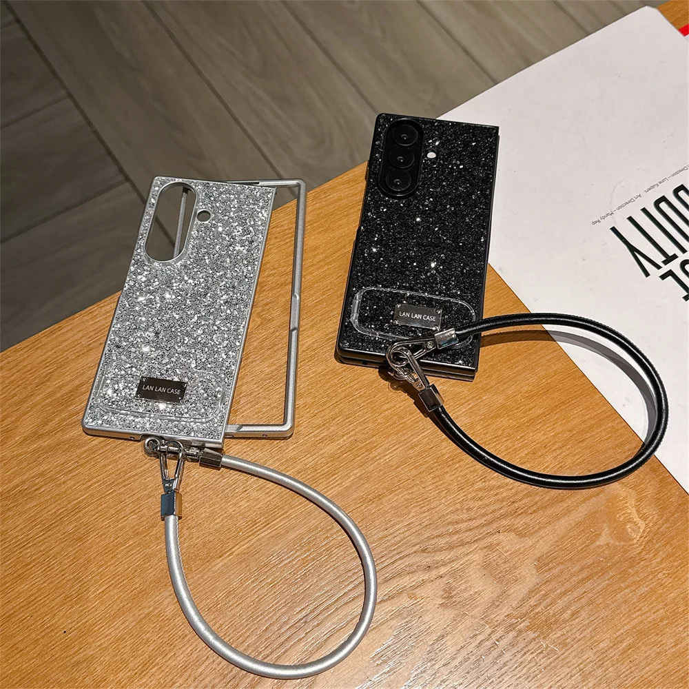 

Luxury Diamond With Mirror Stand Phone Case For Samsung Galaxy Z Fold7 Fold 5 6 7 Fold 6 fold 4 5 Cover Shockproof Fundas Cases