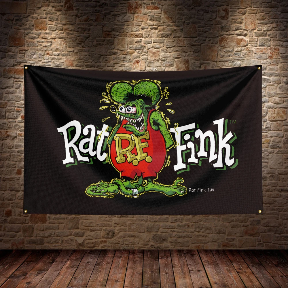 90x150cm Ratte Fink Meine Garage Vintage Flagge Polyester Gedruckt Hause oder Im Freien Dekoration Banner Tapisserie