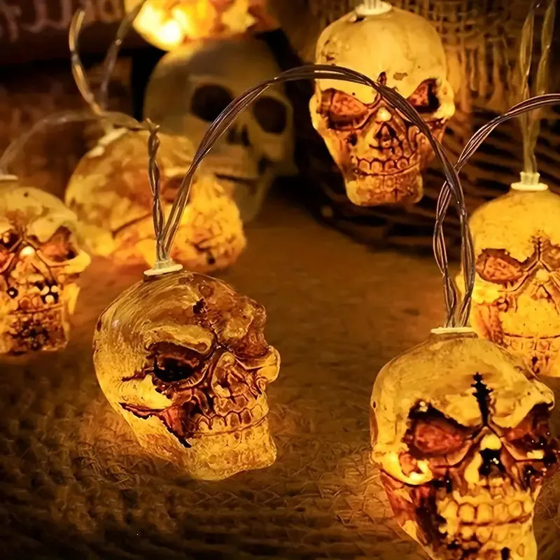 2024 Halloween Decoration Led String Lights Brown Skull Head Garden Harvest Festival Decor Light For Indoor Outerdoor 821