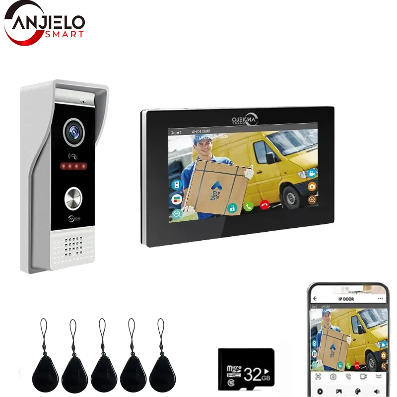 

домофон домофон в частный дом Беспроводной видеодомофон TUYA, 7/10 дюйма, Wi-Fi, 1080P