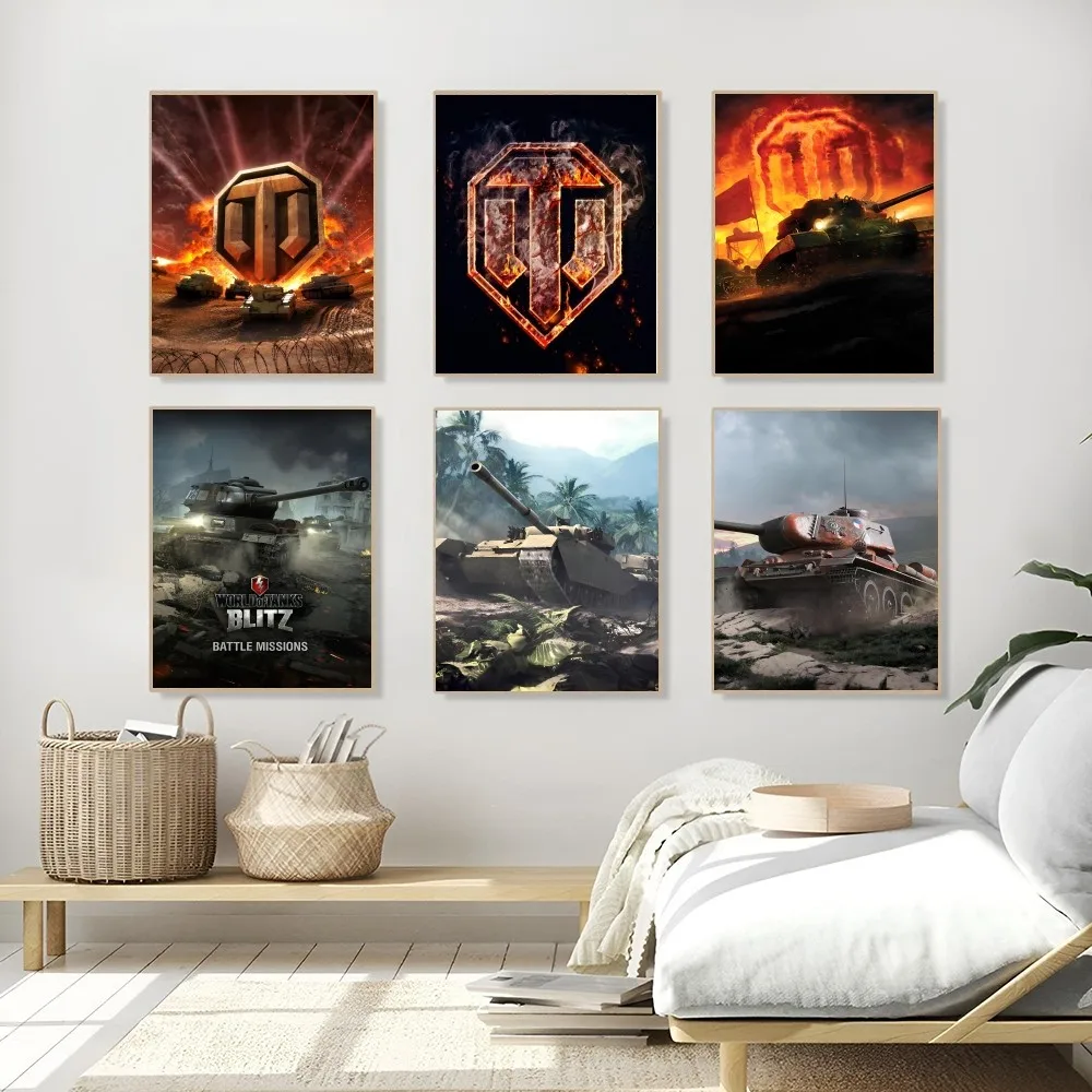 1PC World Of Tanks Poster Self-adhesive Art Waterproof Paper Sticker Coffee House Bar Room Wall Decor