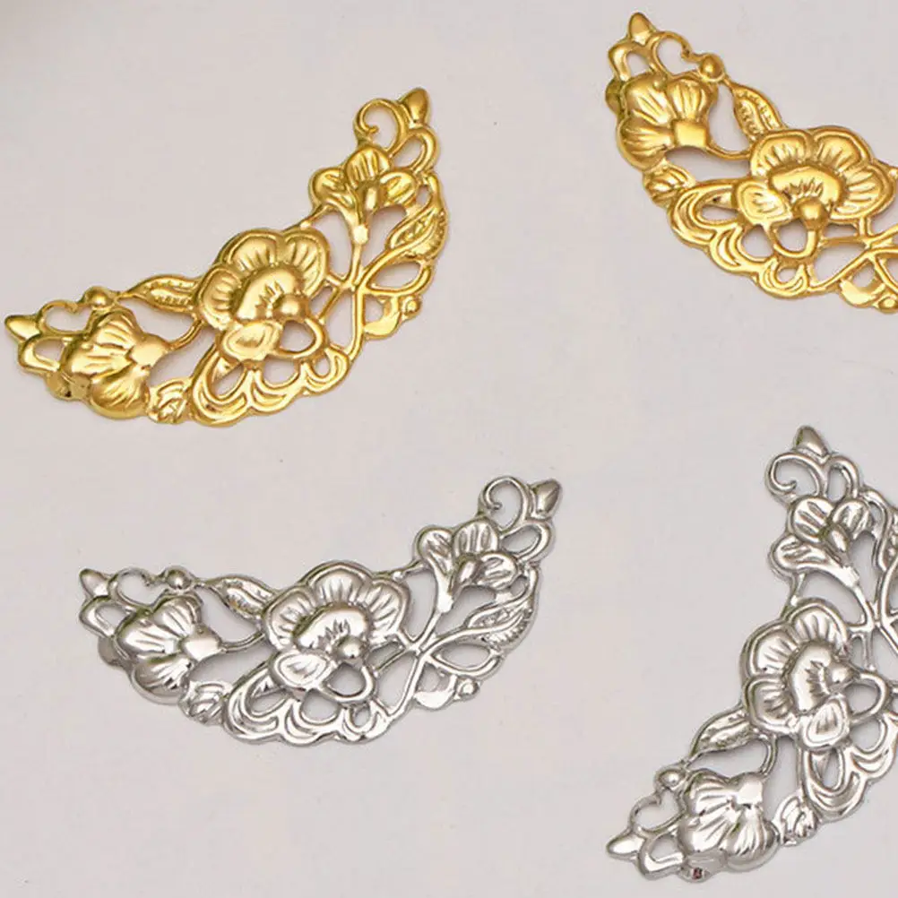 100Pcs Crescent Hairpin Accessories Premium Iron DIY Headdress Decor Simulation Moon Charm Bridal Hairband Supplies Gold Chic