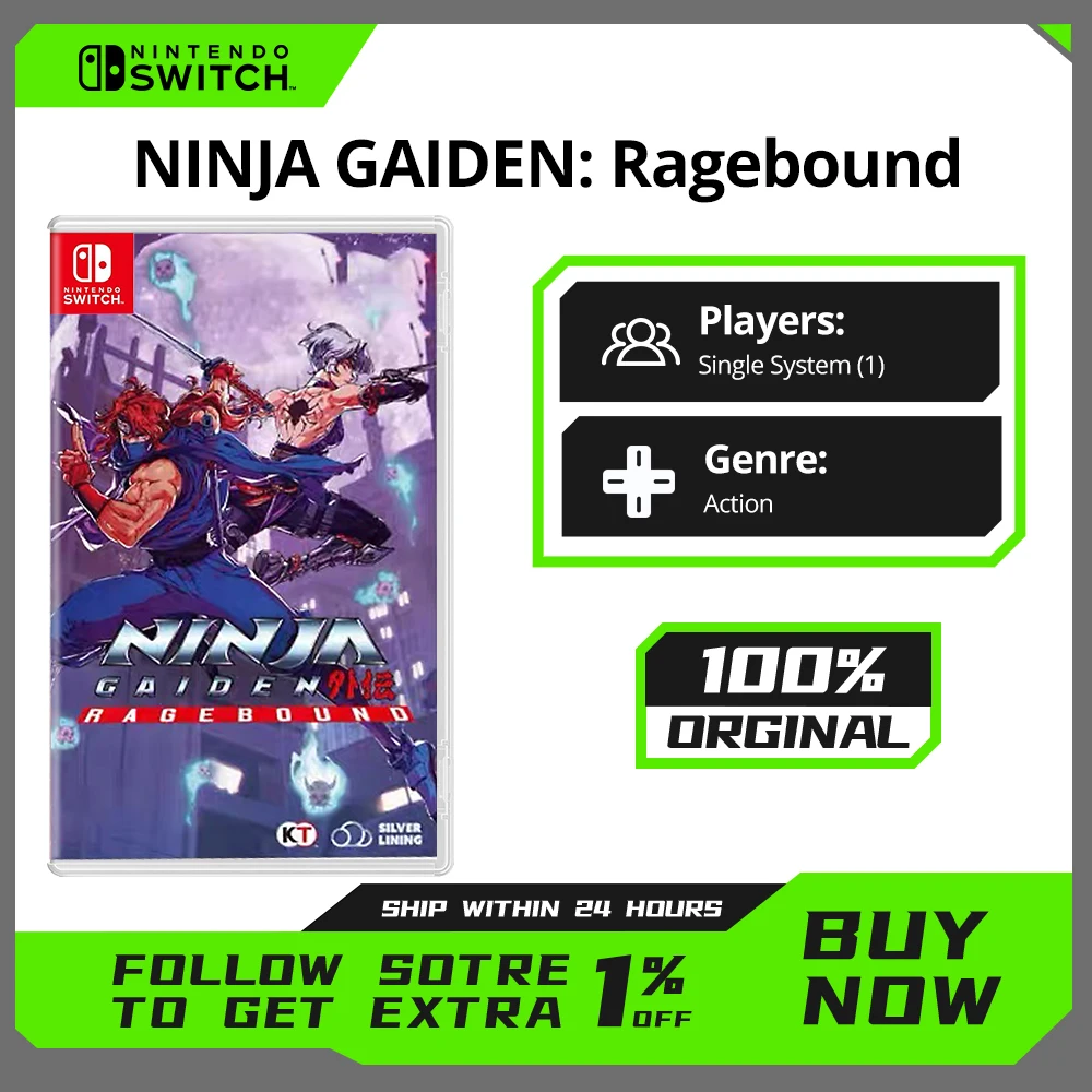 صفقات ألعاب NINJA GAIDEN Ragebound Nintendo Switch لعام 100% بطاقة الألعاب المادية الجديدة والرسمية نوع القتال #1