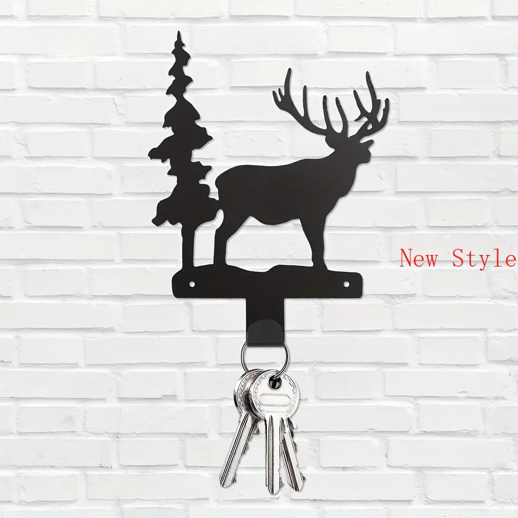 

Creative Deer Tree Wall Mounted Multi-Purpose Hooks Organizing Keys Clothes Towels Iron Art Coat Hanger Bags Holder Metal Home