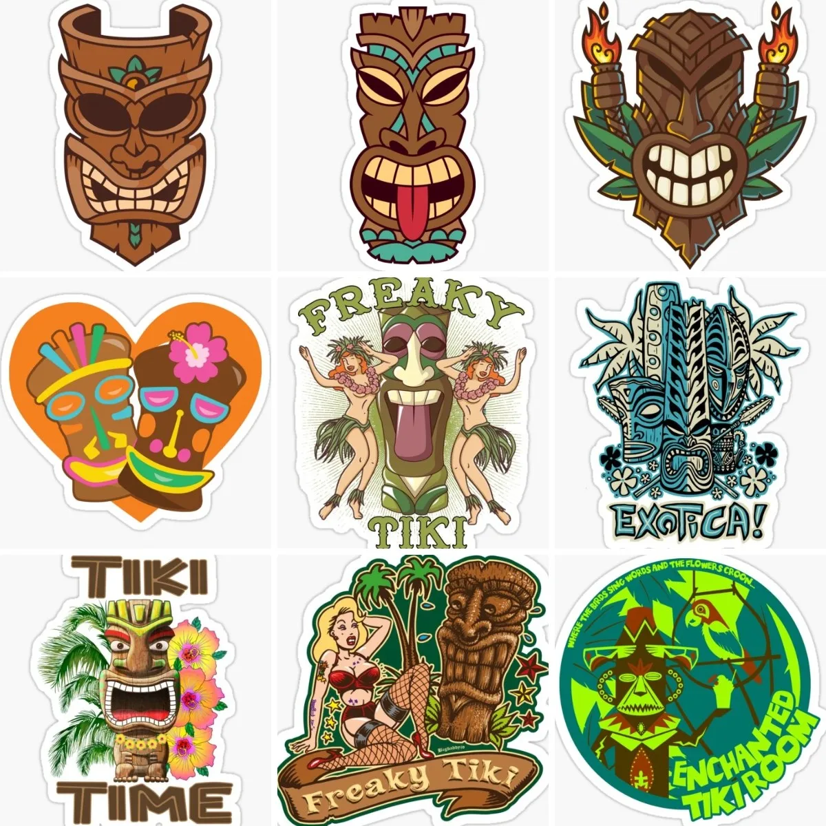 Tiki Hawaii Surfing Tribe Sticker Car Window Book Accessories Moto Wall Truck Camper Surfboard Helmet Bicycle Decal Customizable