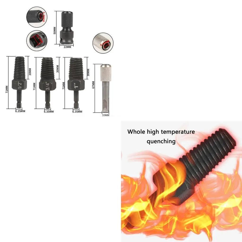 

652F 1set/5pcs Strength Steel Broken Screw Extractor Universally Tool For Drill Compatible Fastener Screw Removers 1/2inch 3/4in