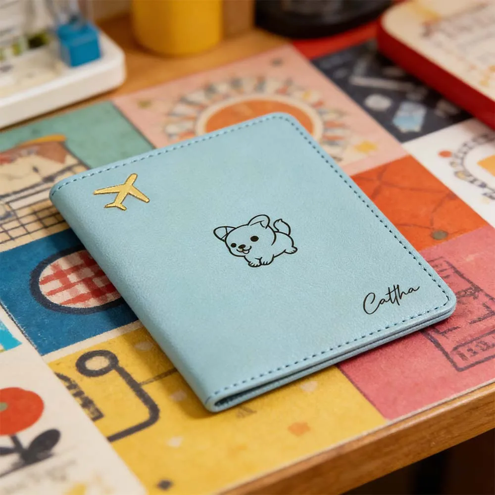 

1pc Personalized Name Passport Cover Family Travel Gift Leather Passport Cover for Men Premium Style