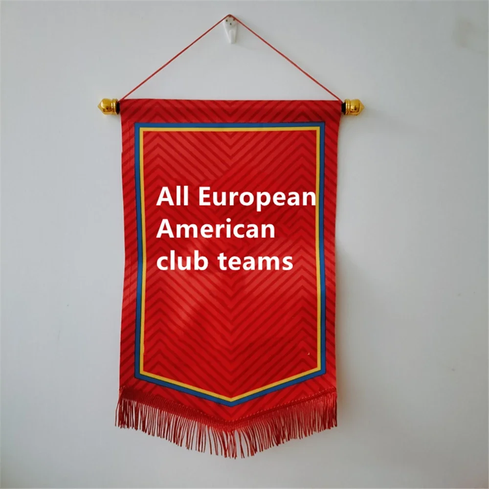 Real High Quality European American Football Flag Club Team Logo Madrid Major Popular Soccer Teams Arsena Triangle Flags 25x36cm