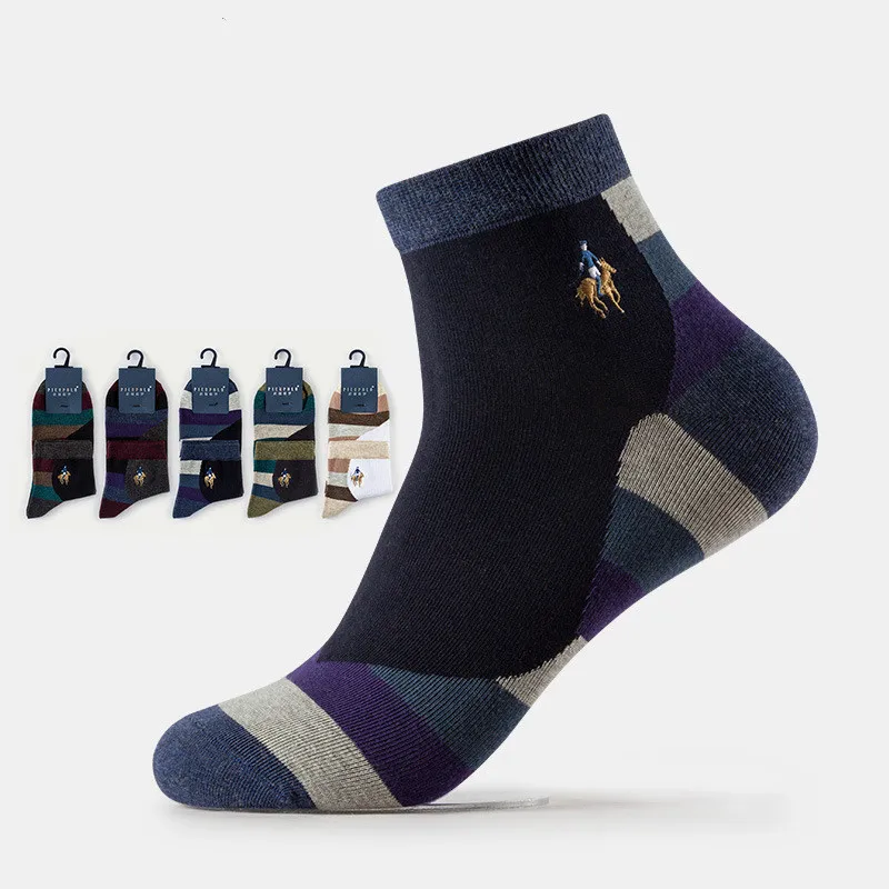 

British Socks Four Seasons 5 Pairs Short Tube Men's Socks Combed Cotton Moisture-wicking Breathable Cotton Socks