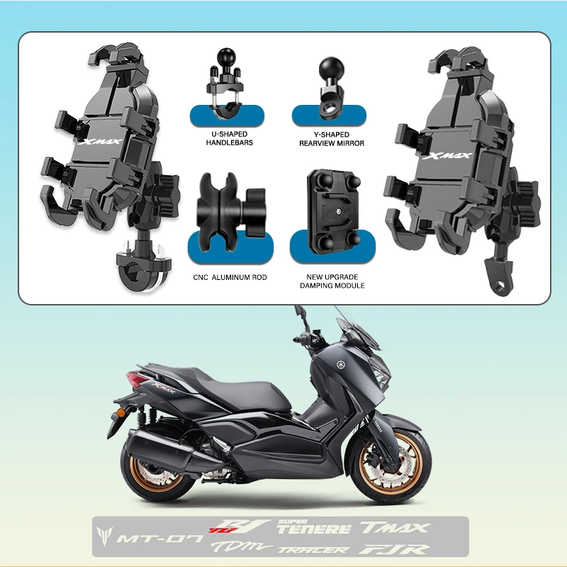 

For YAMAHA Xmax300 Xmax250 XMAX Xmax125 VMAX1700 VMAX Phone Mount Stand Motorcycle Holder 360° Rotatable ABS Adjustable