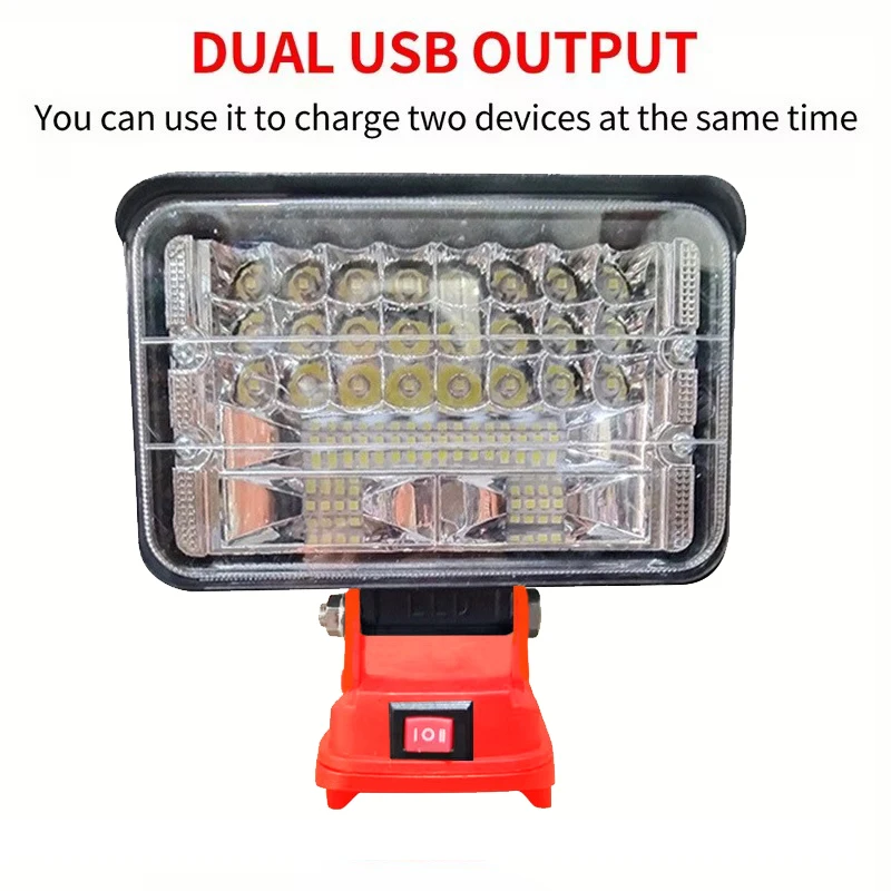 

120° Foldable Floodlight Camping Fishing Lamp 2 USB Rechargeable High Brightness Torch For Milwaukee Dewalt 5in LED Work Light