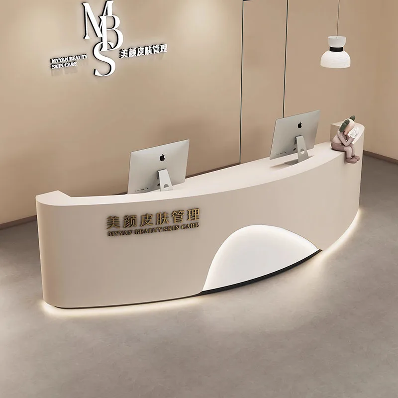 Study Table Reception Desk Front Office Vanity Wooden Service Desk Salon Counter Modern salone di bellezza arredo Furniture