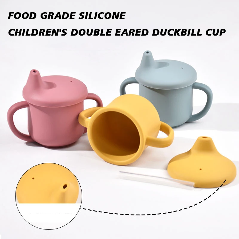 

100% Food Grade Silicone Baby Feeding Drinkware Double Handle Leakproof Kids Learning Drink Cup BPA Free Toddler Water Bottle