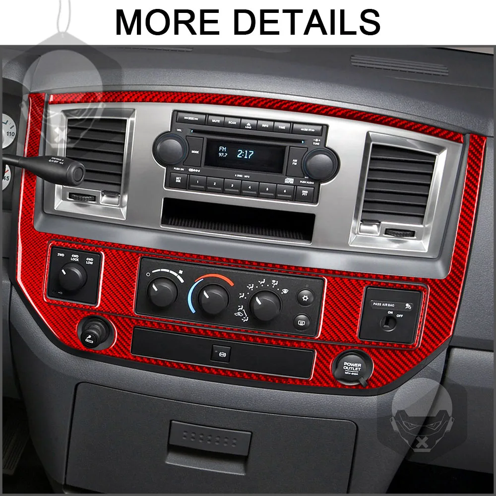 For Dodge Ram Trucks 1500 2006-2008 2500/3500 06-09 Carbon Fiber Center Control Panel Frame Radio Air Vent Decoration Sticker