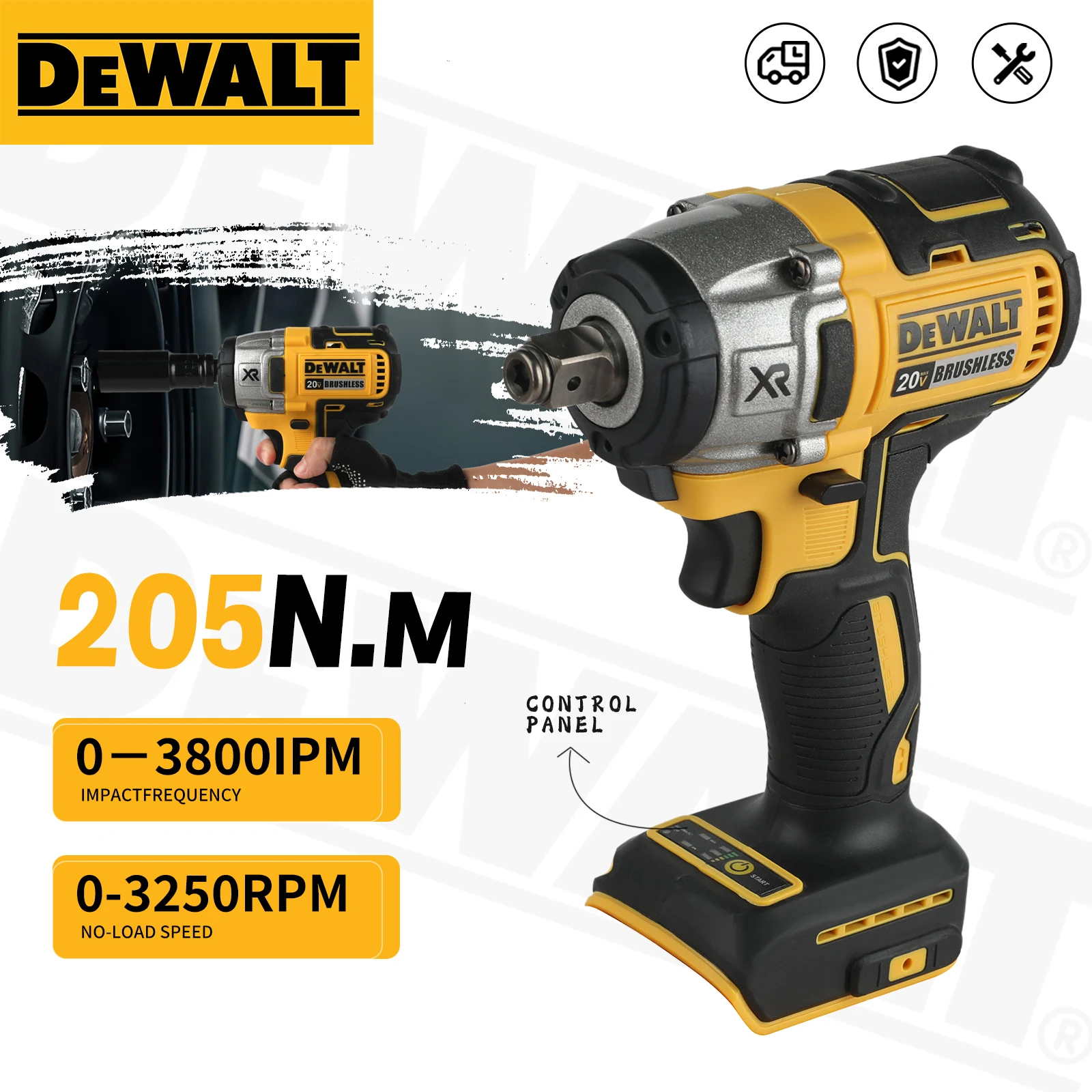 dewalt-dcf880-203nm-cordless-impact-wrench-3250rpm-rechargeable-brushless-impact-wrench-compact-20v-battery-wireless-power-tool