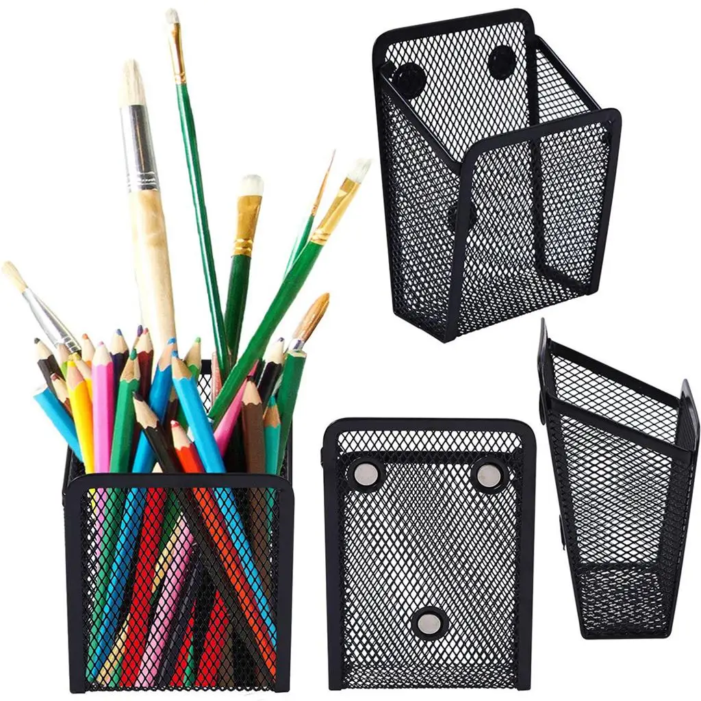 Magnetic Pencil Holder Mesh Basket Mesh Tidy Pen Holder for Refrigerator Pen