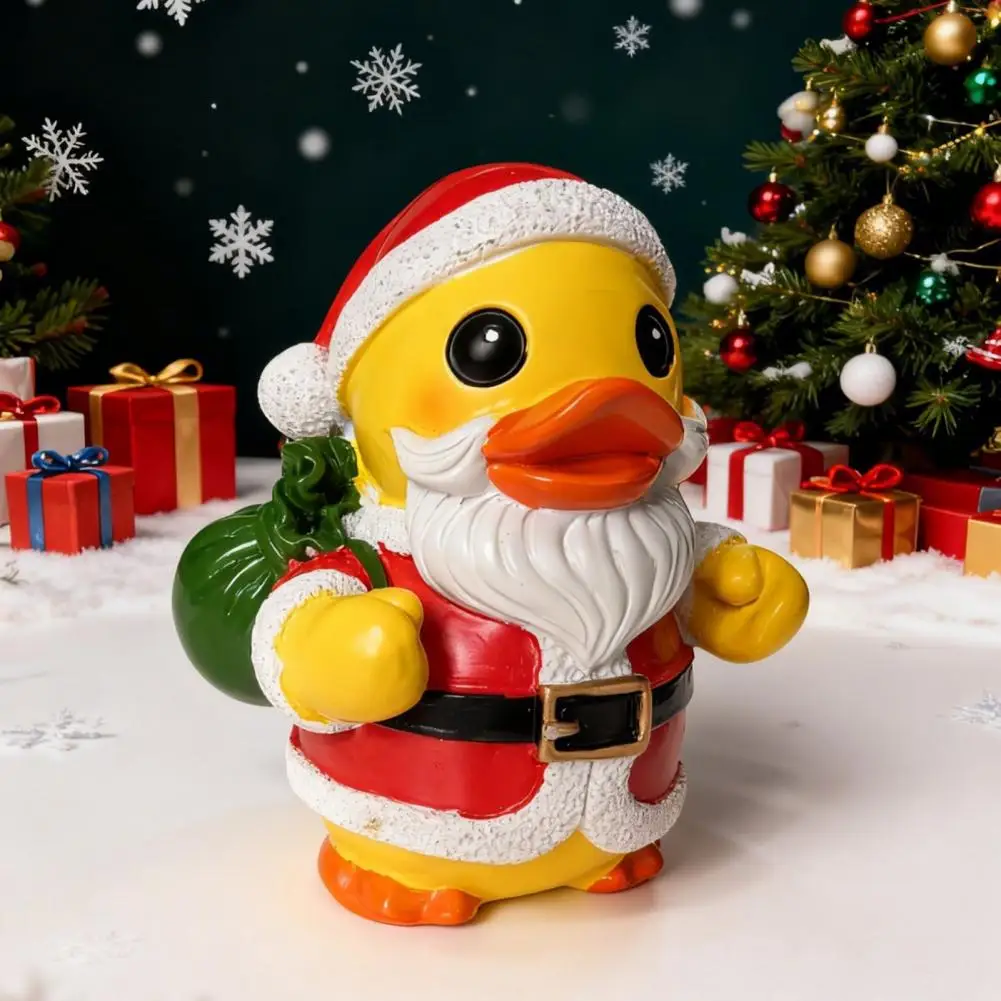 Resin Duck Figure Santa Claus Duck Decoration Christmas Duck Ornament Christmas Santa Claus Ducks Figurine Cartoon Holiday Decor