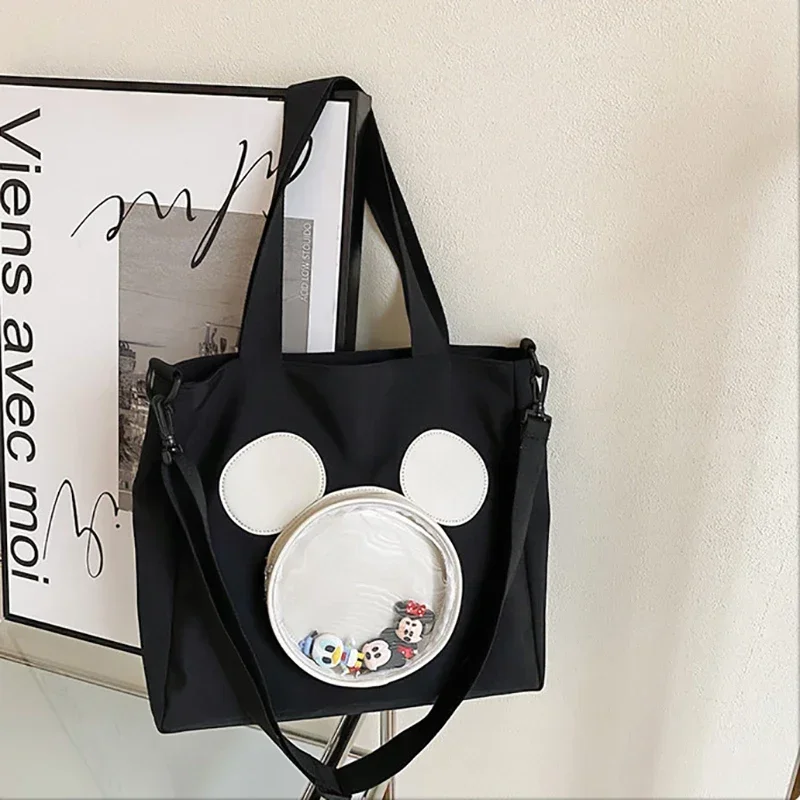 MINISO Disney Serie Mickey Handbag Fashion Canvas Bags Cartoon Printing Large Capacity Leisure Bag Crossbody Schoolgirl Bag