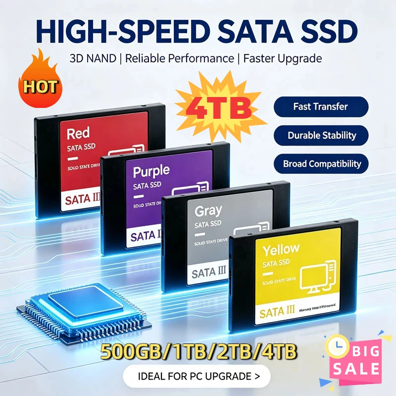 New Solid State III Disk High Speed 520m/s SSD For Laptop Microcomputer Desktop 2.5 Inch High Speed 4TB Internal HDD Hard Drive