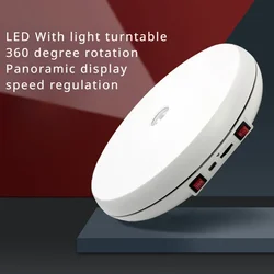 Adjustable Speed Turntable LED Light Electric Photography Turntable Jewelry Live Broadcast Rotating Display Platform