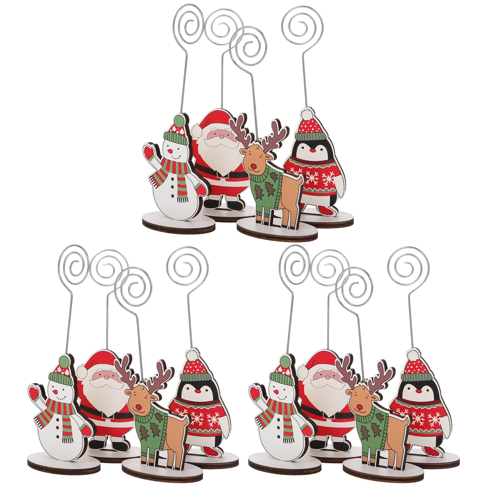 

12pcs Desktop Memo Holder Christmas Cartoon Pattern Table Number Clip For Wedding Party Decorations Reusable Wire Stand Sturdy
