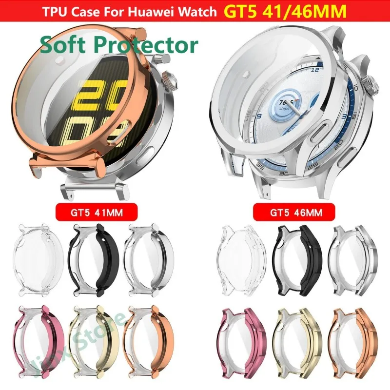Plating TPU Case For Huawei Watch GT5 41mm 46mm Smart watch Strap Screen Silicone Protector Bumper GT 5 Cover Shell Accessories