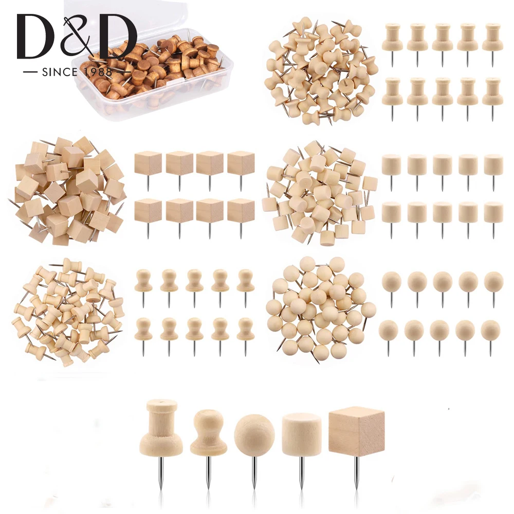 

20/30Pcs Wood Push Pin Decorative Thumb Tacks Decorative Cork Boards Map Photos Calendar Wood Cork Pushpin 6 Shapes