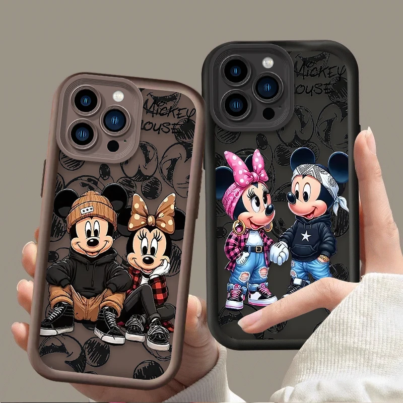 Fashion Disney Mickey Minnie Phone Case For iPhone 16 Pro Max 15 14 13 12 11 ProMax X XS XR SE 2020 7 8 Plus Soft Silicone Cover