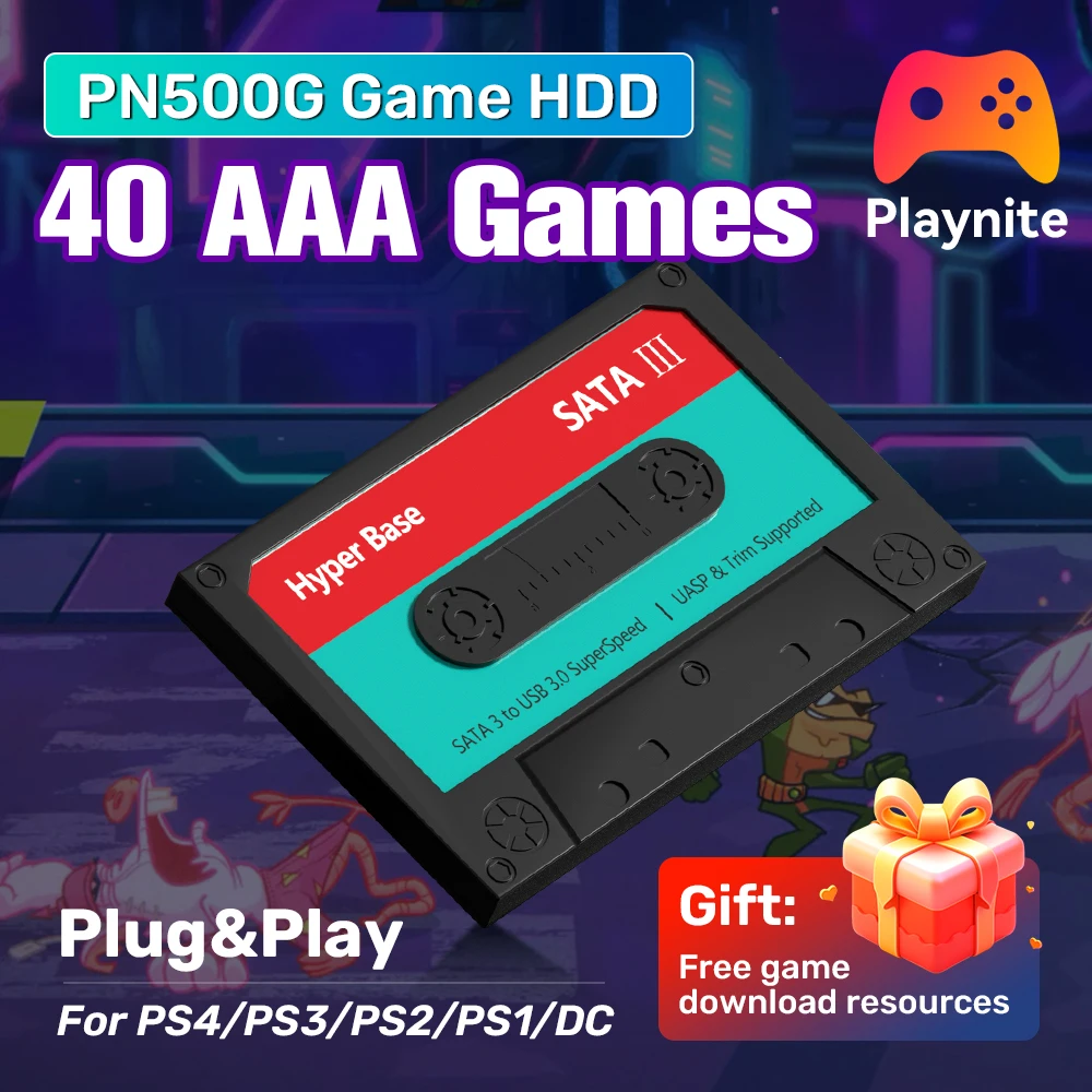

Playnite System500G External Game Hard Drive with 44 AAA Games for PS4/PS3/PS2/XBOX/WiiU/Wii Plug&Play Gaming HDD For Windows PC